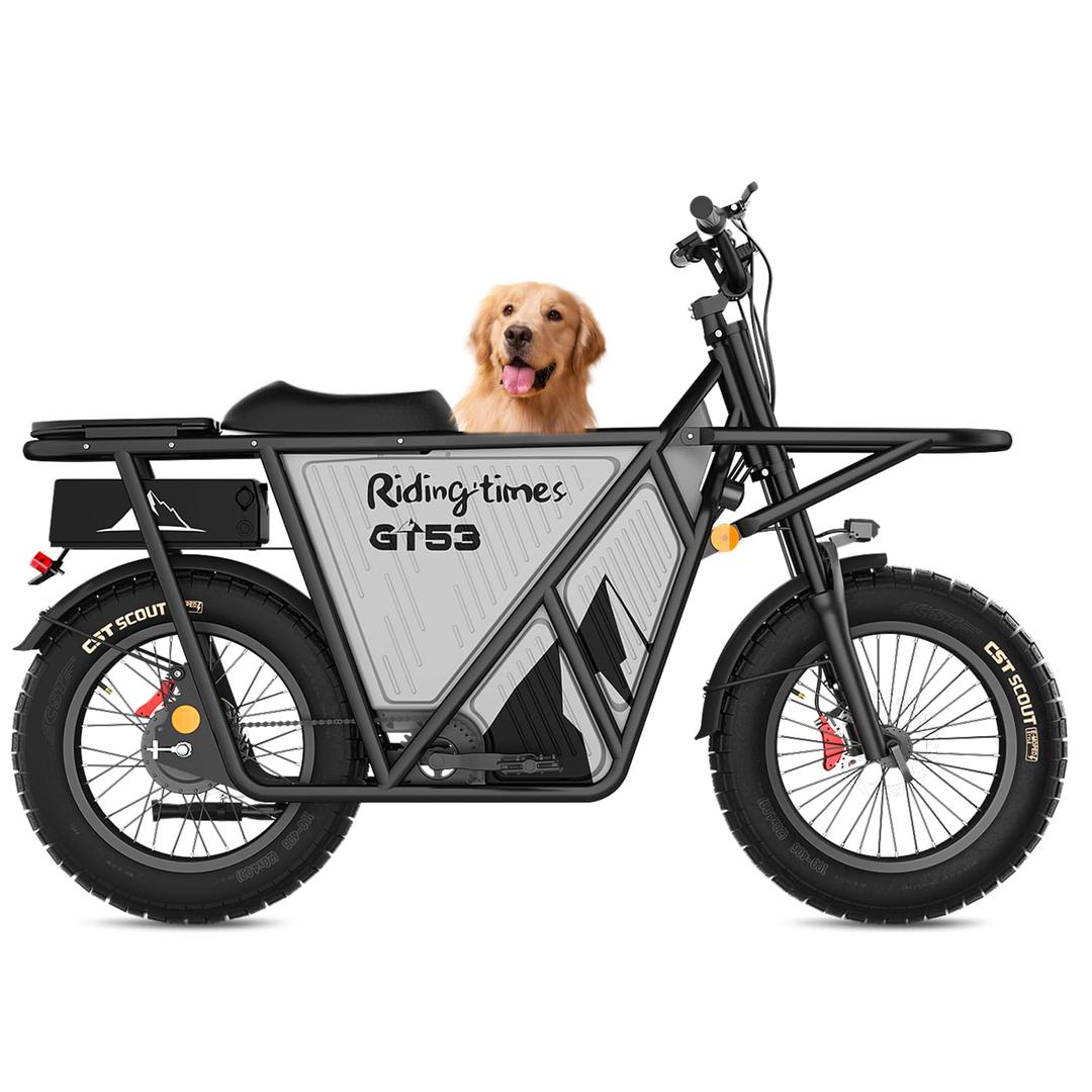 Riding'times GT53 Electric Cargo Bike for Adults 550LBS, 2000W Cargo Ebike, 1123WH Removable Battery, Dual Hydraulic Brakes, NFC Unlock, for Commuting, Shopping, Camping, Hunting, Fishing