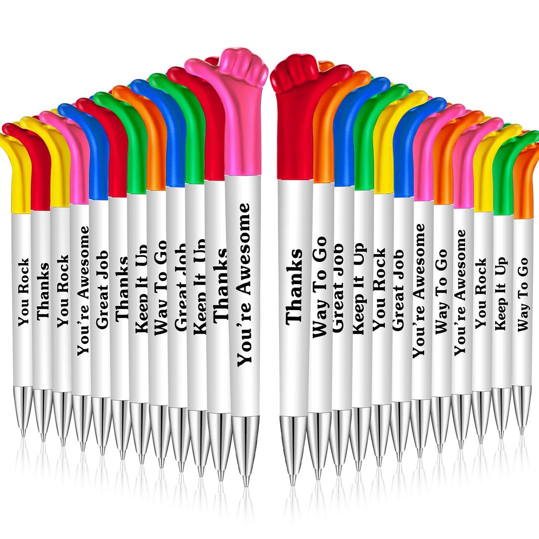 Woanger Inspirational Quotes Thumbs up Pens Thank You Gifts Bulk Employee Appreciation Ballpoint Pen Motivational Pen for Christmas Appreciation Gift School Student Teacher Nurse Coworker(24 Pieces)