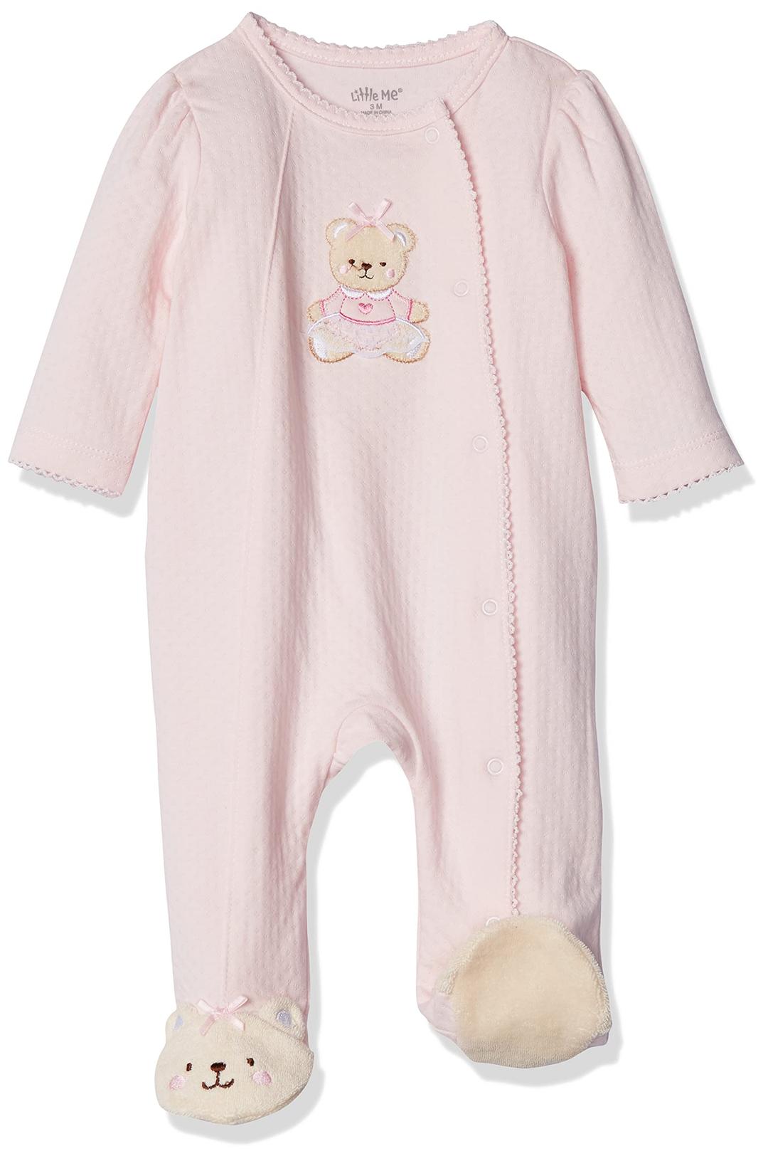 Little MeBaby Girls Cotton Side Snap Footie