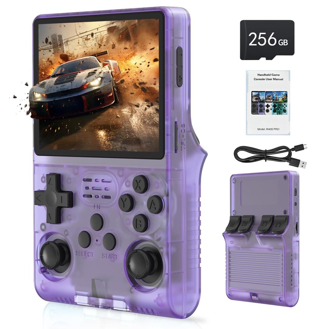 R40S PRO 30000 in 1 Handheld Game Console 3.5 inch IPS Screen Mini Retro Console 3800mAh Portable Pocket Arcade 45 simulators 256G TF Card