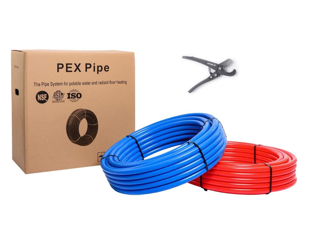 EFIELD 1/2 inch 2 x100 ft Pex-b Pipe/Tubing (NSF Certified) Blue & Red 200 ft Length for Potable Water, for Hot/Cold Water, Plumbing Applications with Free Cutter…