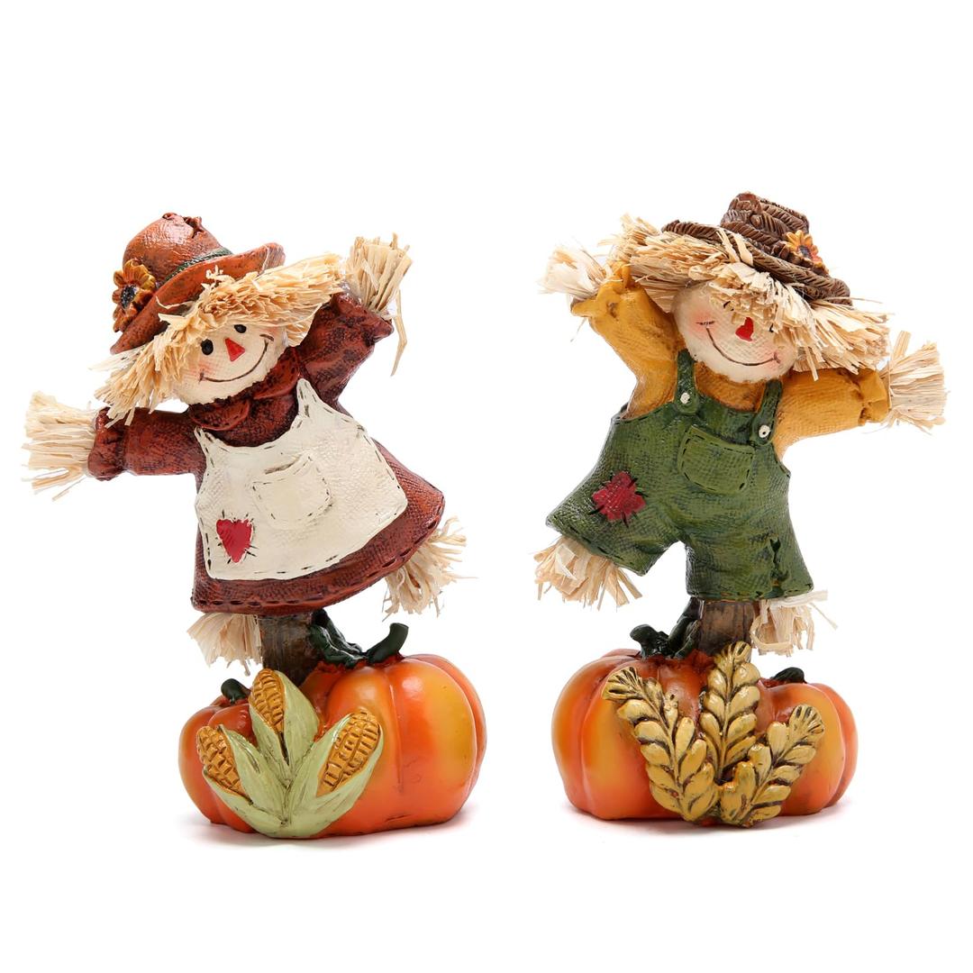 Hodao Collectible Thanksgiving Day Pumpkin Scarecrow Figurines Pumpkin Scarecrow Decoration Fall Decorations for Home Pumpkin Decor Outdoor Thanksgiving Gifts Tabletop Decor Figurines