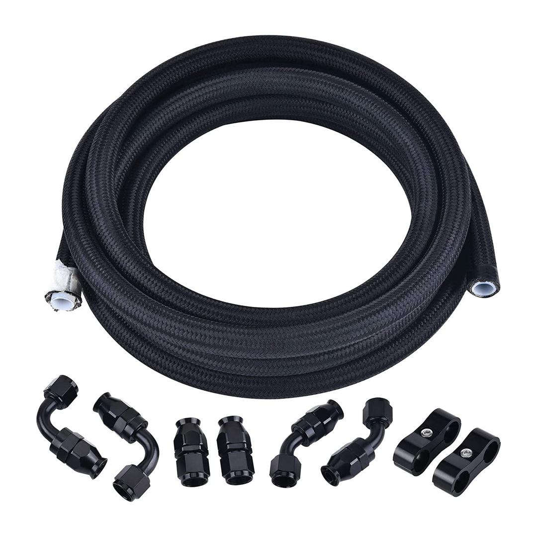 EVIL ENERGY 4AN PTFE Fuel Line Kit, AN4 E85 Fuel Hose Line 10FT Black