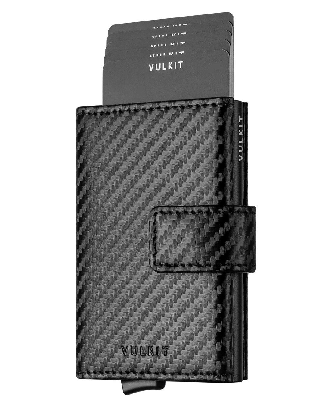 VULKITCredit Card Holder RFID Blocking Pop Up Leather Slim Mens Women Wallet with Banknote Pockets & Magnetic Closure