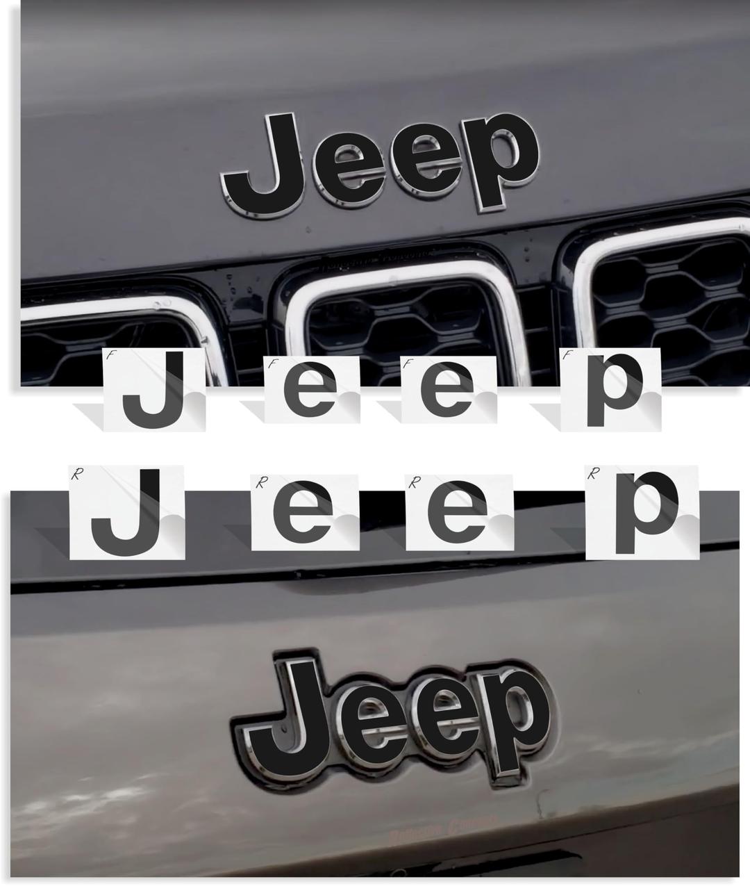 Jeep Front and Rear Emblem Overlay Decal Stickers - 2014-2021 Jeep Grand Cherokee - (Color: Matte Black)