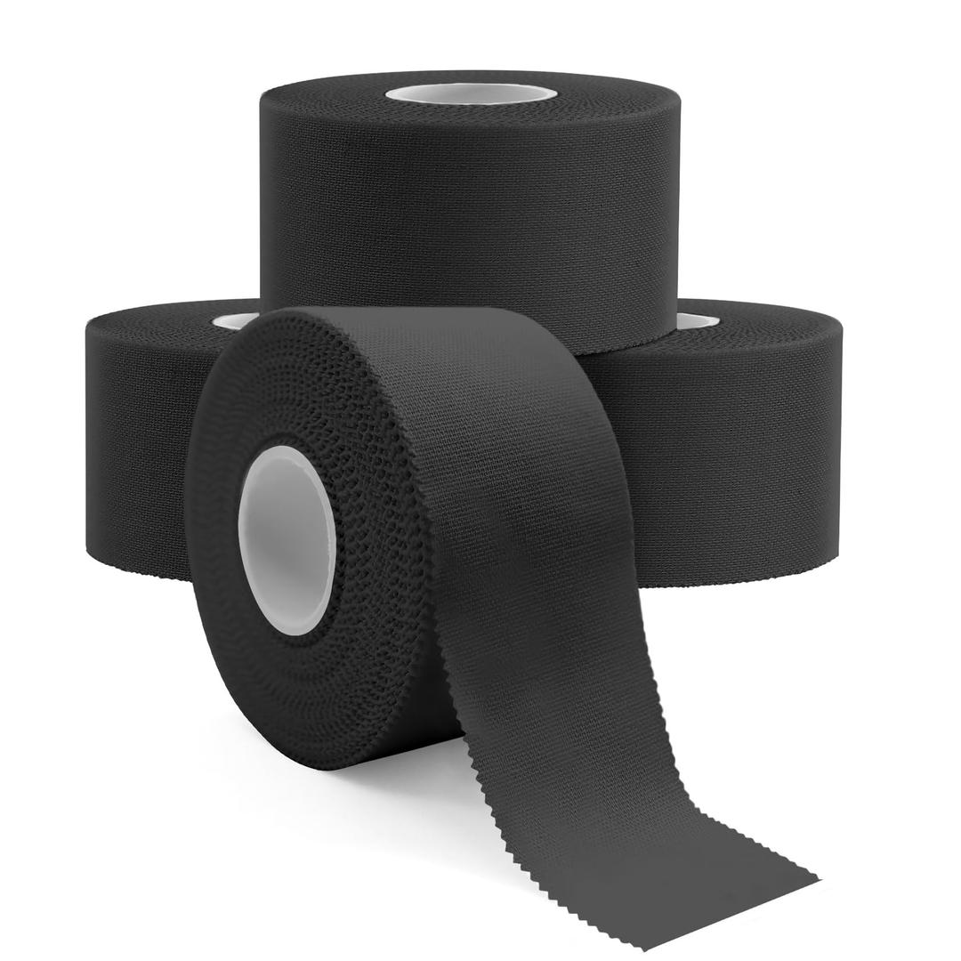 DimoraBlack Athletic Tape 4-Pack - 60 Yards Strong Adhesive Sports Tape in Total, NO Sticky Residue Easy Tear, Best Sport Tape for Athletes & Fitness Enthusiasts of All Levels (1.5in X 45ft Roll)