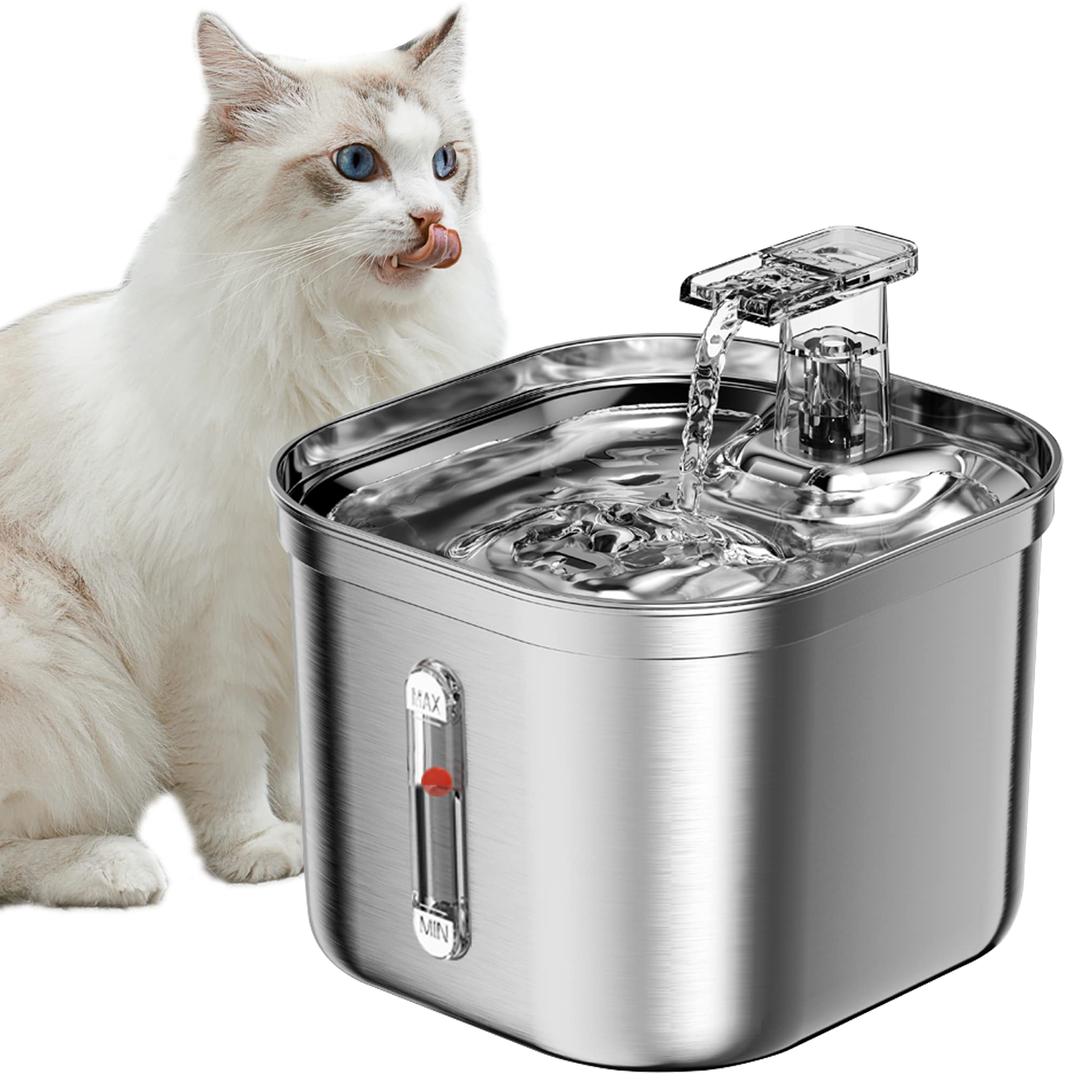 Cat Water Fountain, Stainless Steel Pet Water Fountain for Cats Inside, 3 Filters&Ultra-Quiet Pump, 2.2L/73oz Automatic Dog Dispenser Water Bowl, Multiple Pets Water Fountain