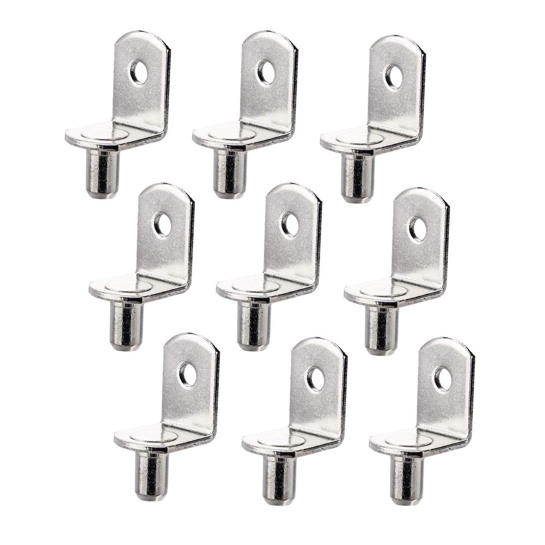 40pcs Shelf Support Pegs, L-Shaped Metal Cabinet Shelf Clips, Nickel Plated Cabinet Closet Shelf Pins with Hole 6mm(1/4 Inch) for Kitchen Bookcase Shelf Furniture Support