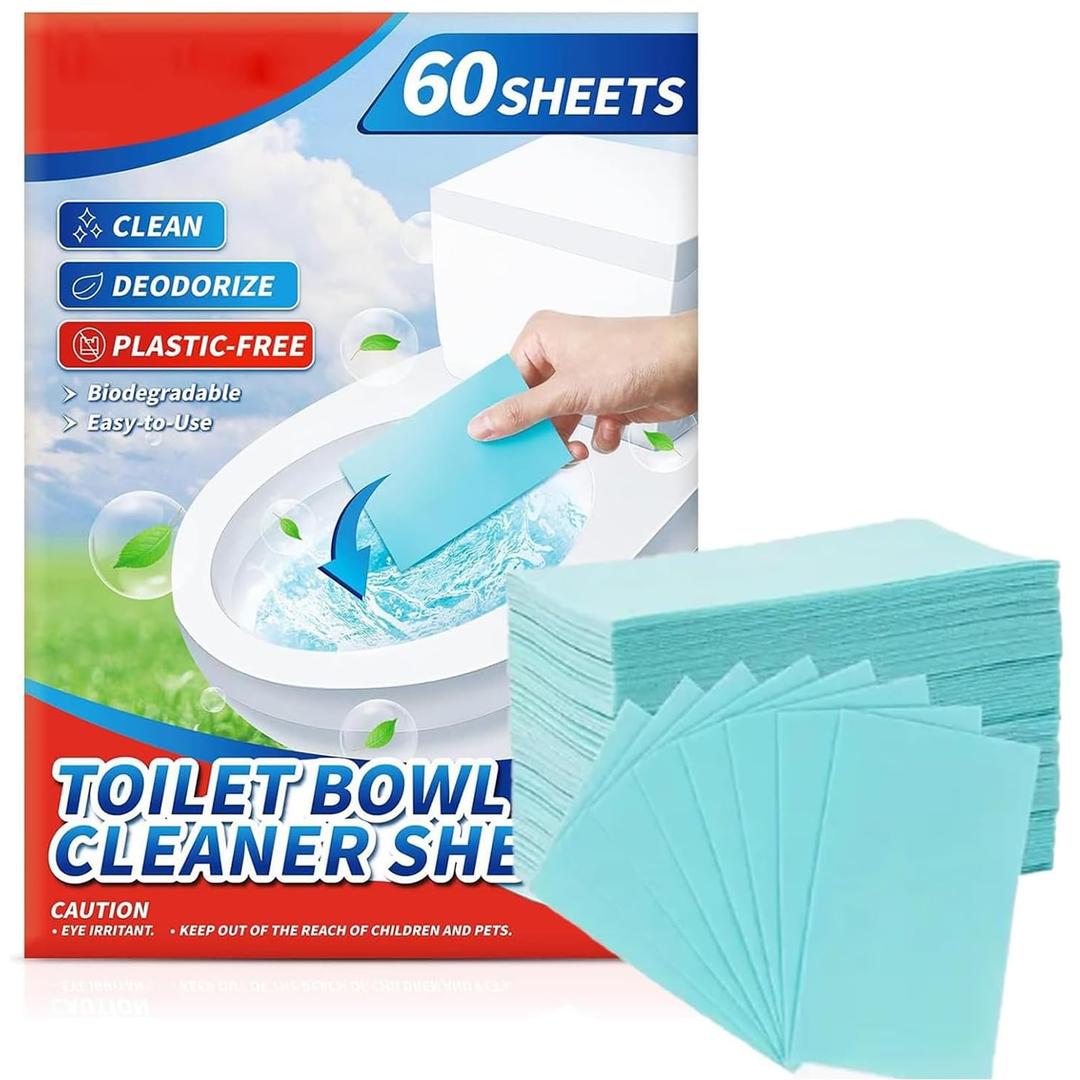 AnnuoYi Toilet Bowl Cleaners,(Eco) Friendly Toilet Bowl Cleaner Strips,Plastic-Free Toilet Cleaning Strips,Pre-Measured & Biodegradable Cleaning Stips,Efficiently Remove Stains & Odors(60PCS)