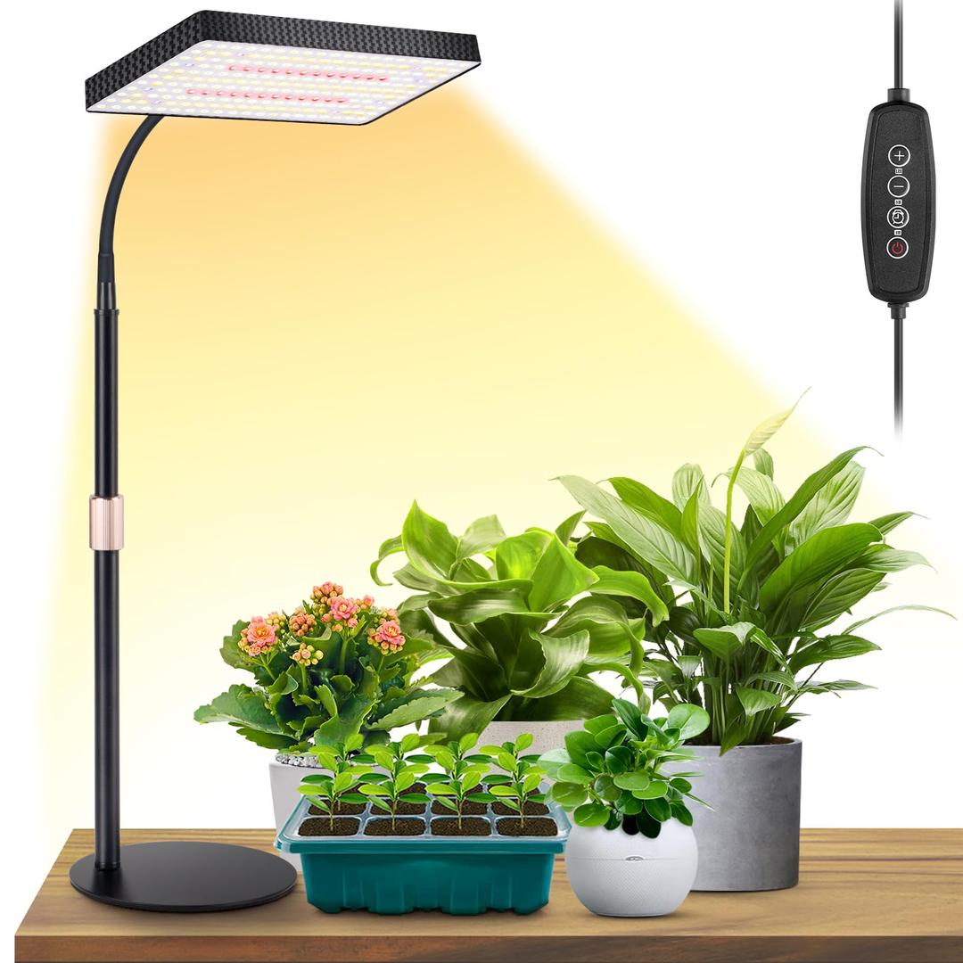 LBW Grow Lights for Indoor Plants Full Spectrum, 214 LEDs Plant Lights for Indoor Growing, Desk Plant Grow Lights Indoor with Timer 4/8/12H, 6 Dimmable Levels, Plant Lamp Height Adjustable 10"-26"