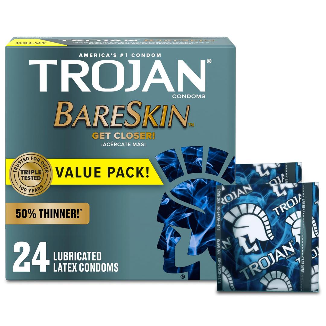 TROJANBareskin Thin Premium Lubricated Condoms - 24 Count