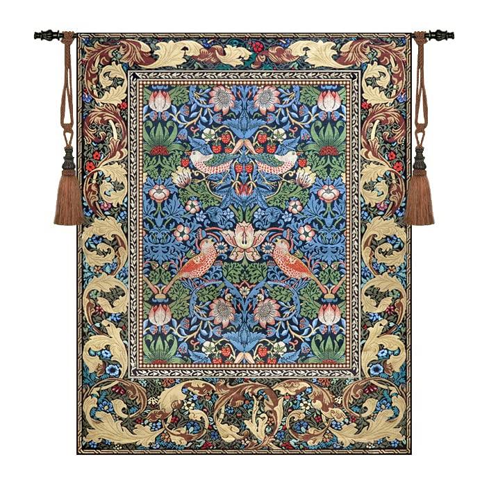 Aubelin Tapestry William Morris Strawberry Thief Fine Art Tapestry Wall Hanging 100% Cotton 55"x43"