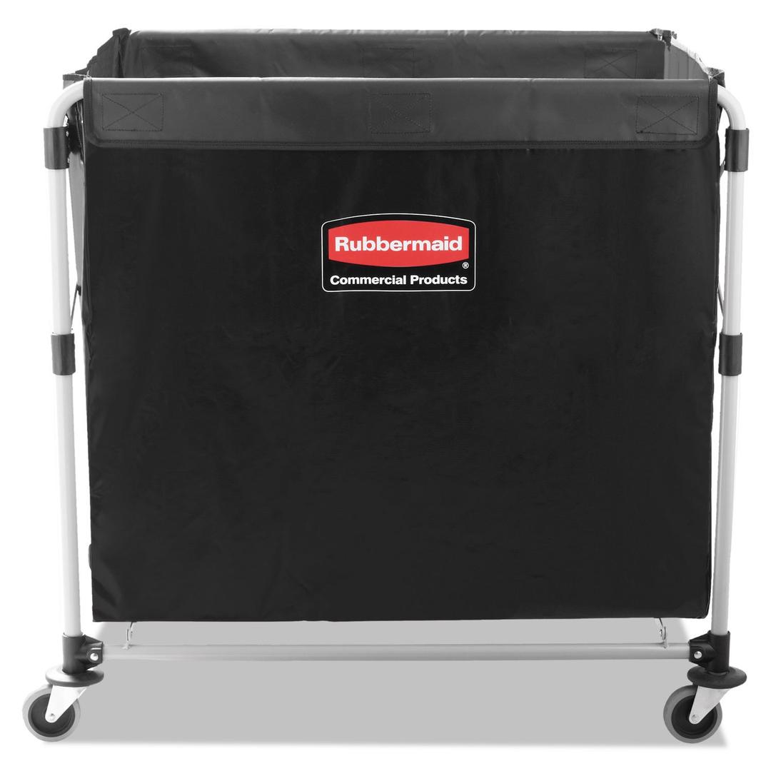 Rubbermaid Commercial Products, Collapsible X Cart, Black, Steel 8 Bushel Bin, Commercial Laundry Cart with Wheels for Hotel/Nursing Home/Home/College Easily Move Laundry/Supplies/Groceries