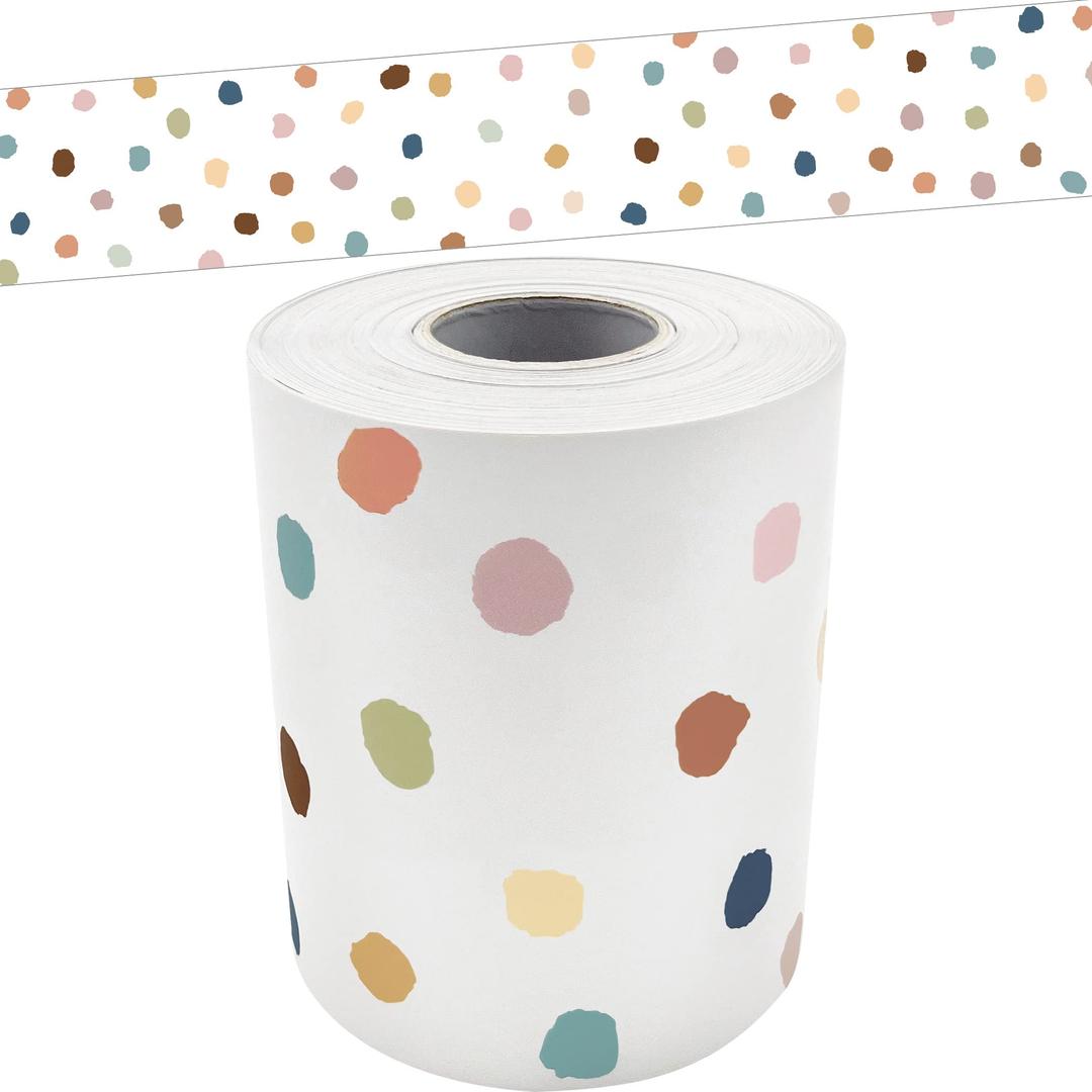 Teacher Created ResourcesEveryone is Welcome Painted Dots Straight Rolled Border Trim (TCR8912)