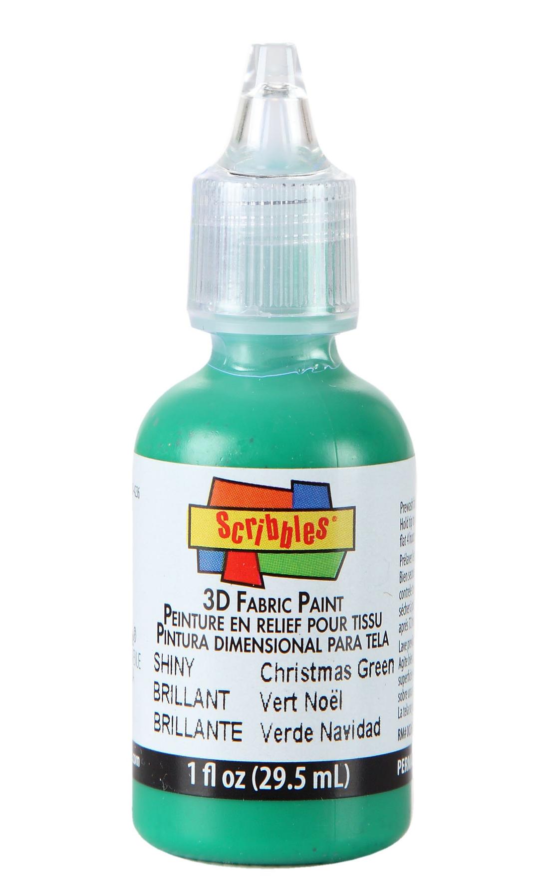 Scribbles 54133 3D Fabric Paint, Shiny Christmas Green, 1 oz, 1 Fl Oz (Pack of 1)