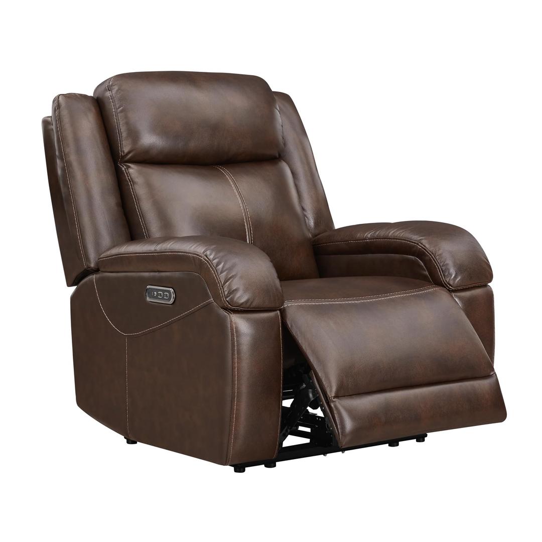 Watson & WhitelyGenuine Leather Power Recliner Chairs for Adults, Wall Hugger RV Recliner with Power Headrest & Charging Ports, Electric Recliner Sofa Chair for Living Room, Dark Brown