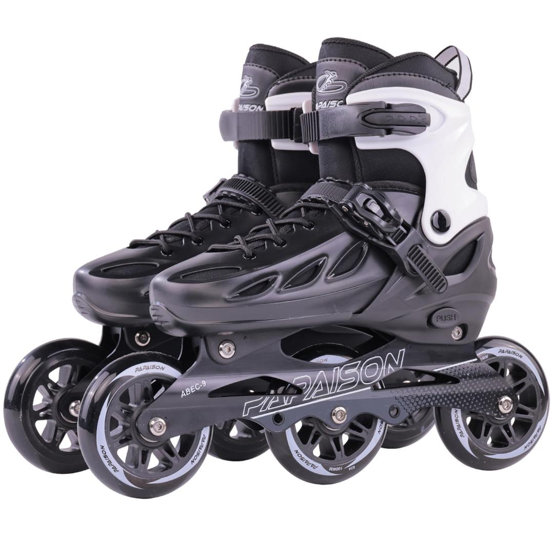 PAPAISONAdult Adjustable Inline Skates for Men Women with 3 100mm Wheels, Outdoor Blades Female Male Fitness Speed Racing Skates, Roller Skates for Teens Boys Girls