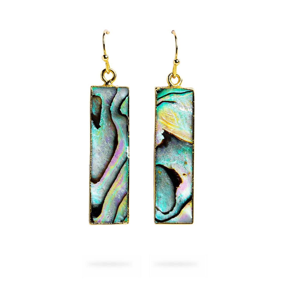 AYANA Abalone - Paua Shell Gold-Plated Earrings | Crown, Third Eye, Heart Chakras | Tranquility, Harmony, Cleansing, Purifying, Balancing | Handmade with Ethically Sourced Natural Healing Crystals