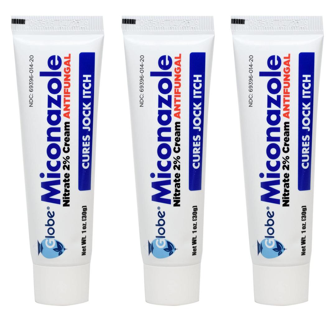 Miconazole Globe (3 Pack) Nitrate 2% Cream 1 oz, Cures Most Athletes Foot, Jock Itch, Ringworm and More.