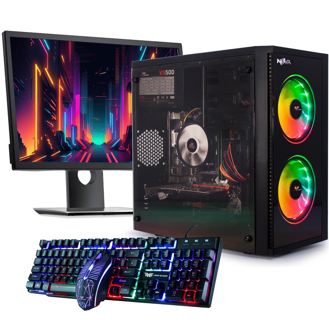 Veno Scorp Budget Gaming PC 22” Bundle Intel Core i3-16GB RAM - 500GB HDD – GT 710 2GB NOVA ARGB Gaming Case - WINDOWS 10 3rd Gen (Renewed)