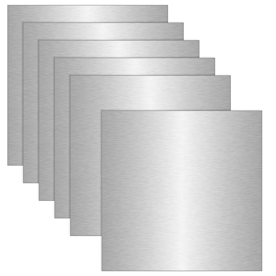 6 Pack 5052 Aluminum Sheet Metal 12 x 12 x 1/64 (0.02”) Inch Thin Flat Plain Aluminum Plate Panel Covered with Protective Film, Heat Treatable Aluminum Sheet for Crafting Industry Welding