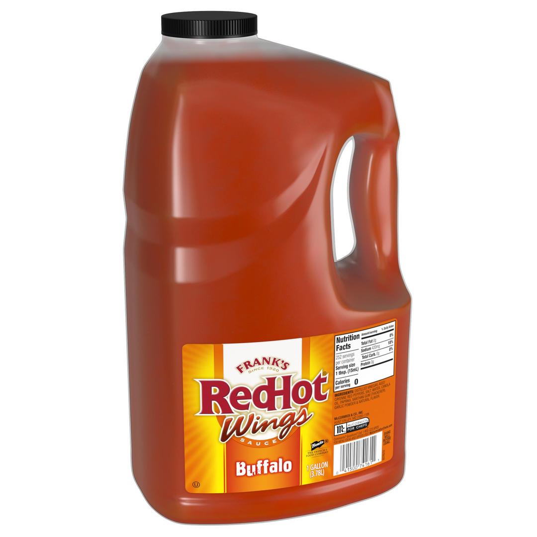 Frank's RedHot Original Buffalo Wings Sauce, 1 gal - 1 Gallon Bulk Container of Buffalo Hot Sauce with a Bold, Spicy Flavor Perfect for Wings, Dressings, Dips and More