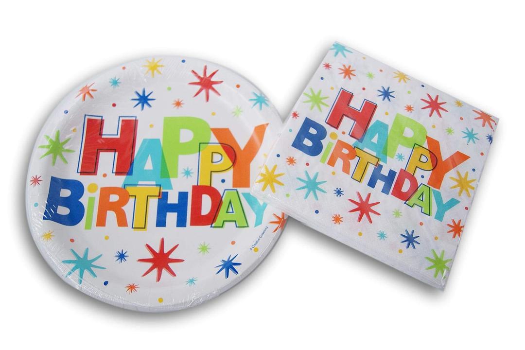 Happy Birthday Party Supply Kit - Plates and Napkins