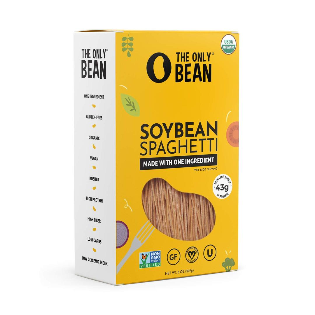 The Only BeanOrganic Soy Bean Spaghetti Pasta - High Protein, Keto Friendly, Gluten-Free, Vegan, Non-GMO, Kosher, Low Carb, Plant-Based Bean Noodles - 8 oz (1 Pack)