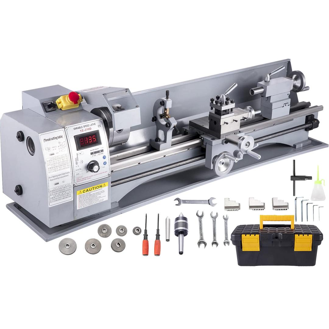 VEVOR Metal Lathe, 210x800 Mini Lathe Machine, 2500 RPM Variable Speed Change, 750W Precision Mini Lathe, Metal Working Lathe with Brushless Motor, Milling Machine for Various Metal Turning