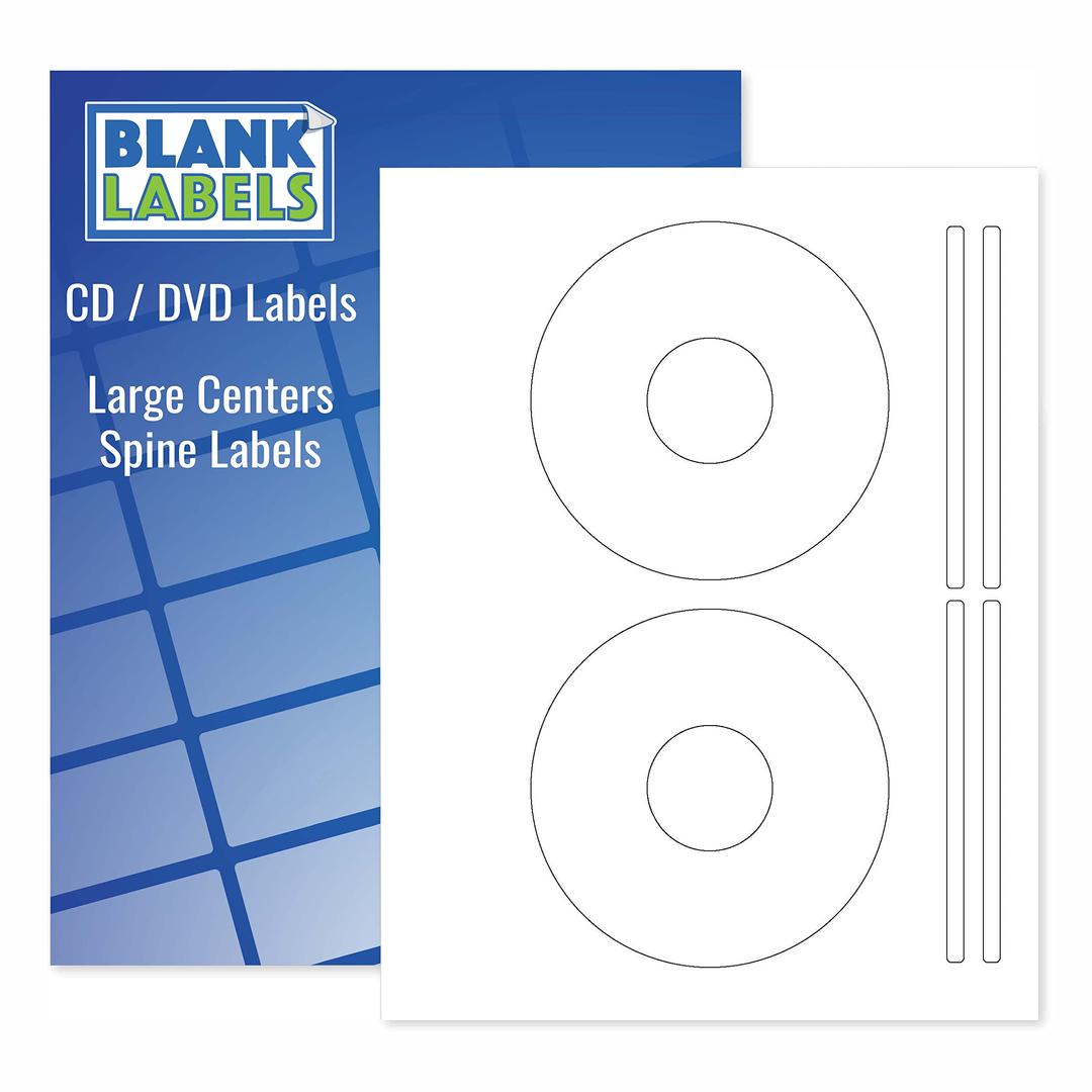 Blank Labels CD/DVD Labels, 5931 Template Compatible Permanent White Matte Label, Inkjet and Laser Printer, Disc & Spine Labels- 10 Sheets - 20 Disc Labels & 40 Spine Labels