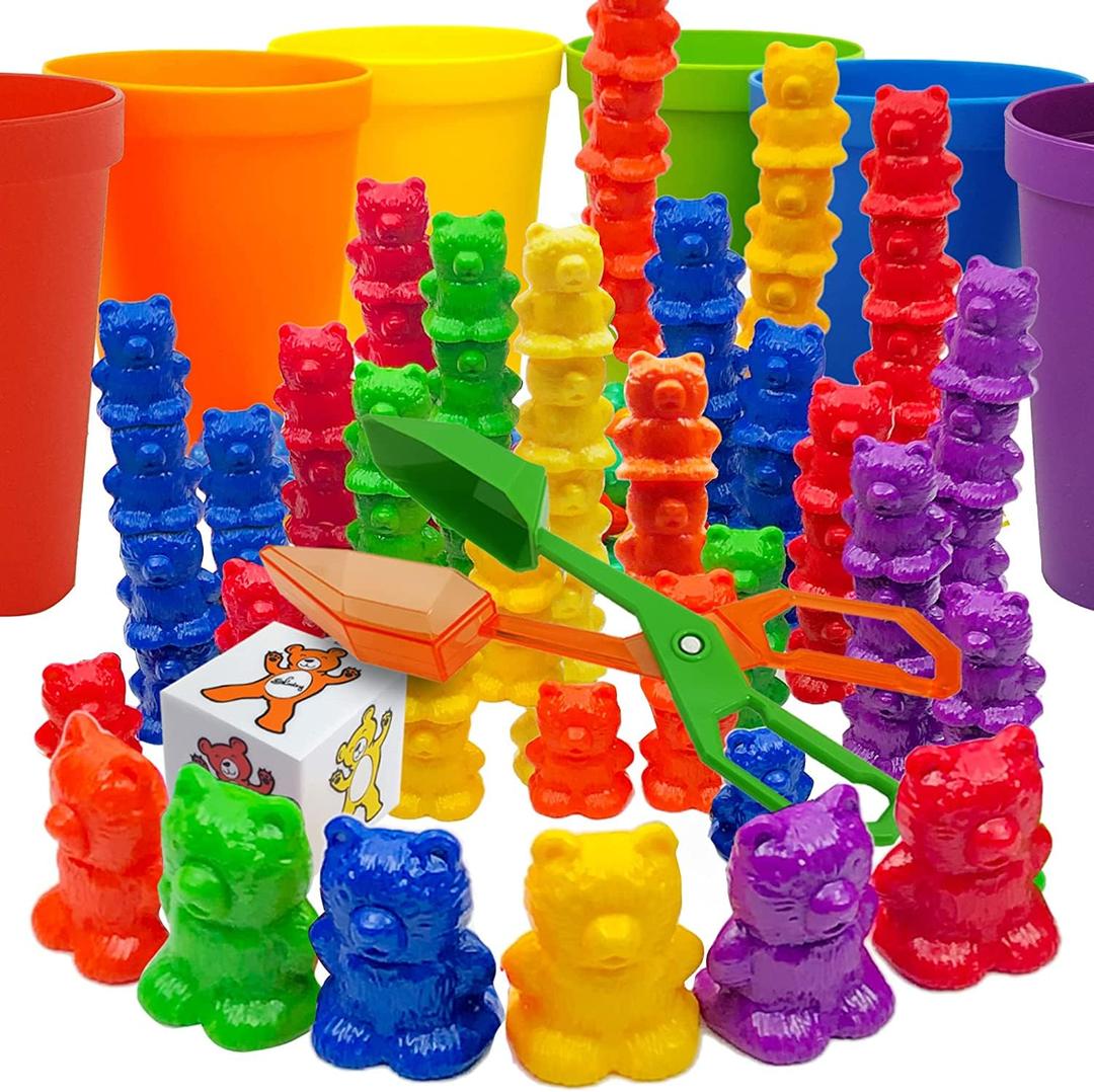 Skoolzy Rainbow Counting & Stacking Bears Toddler Toys. Counting Toys with Matching Sorting Cups. Montessori STEM Therapy Preschool Activities. Sensory Fine Motor Skills, Ages 3 4 5 6 7 8