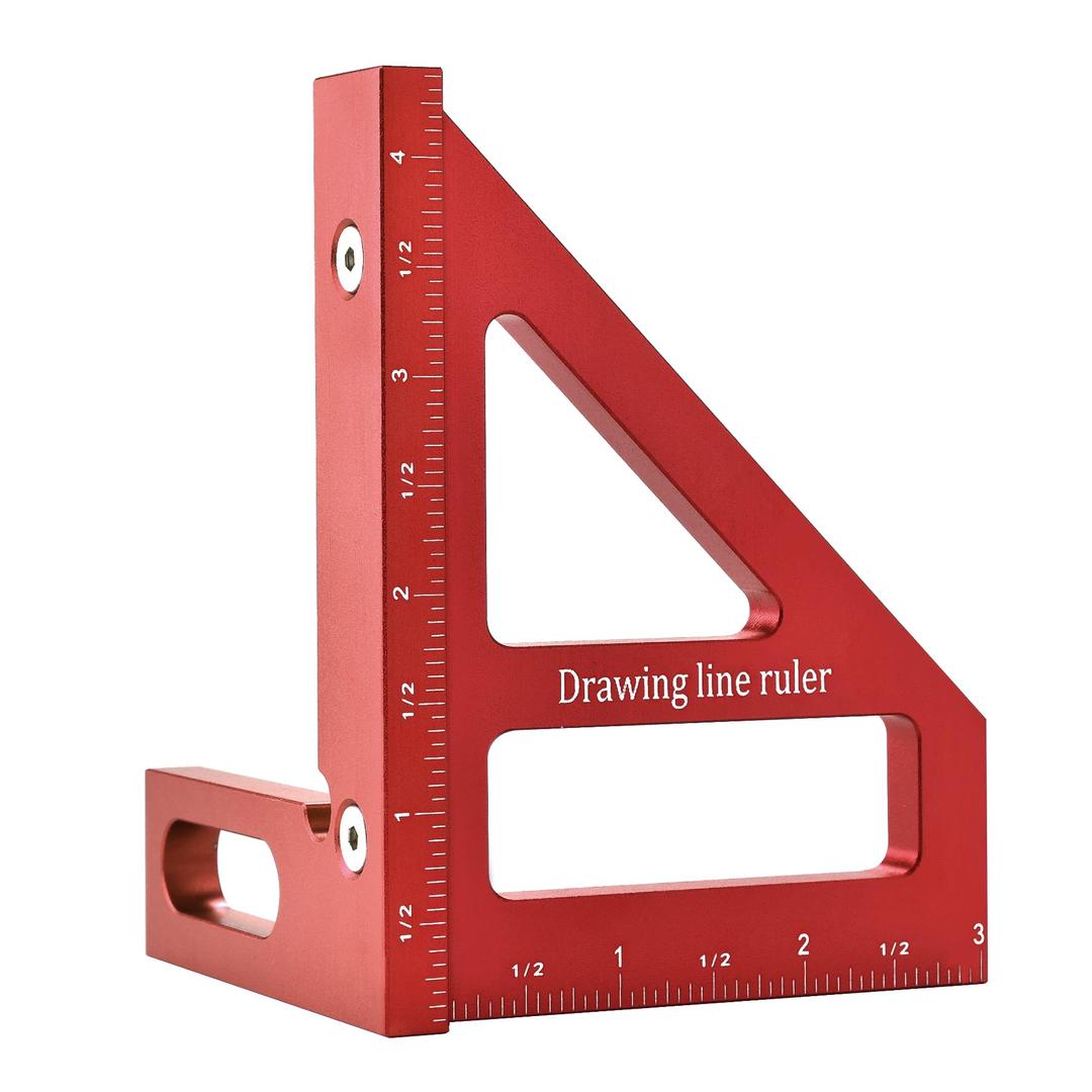 Imperial 3D Multi-Angle Measuring Ruler,45/90 Degree Aluminum Alloy Woodworking Square Protractor, Miter Triangle Ruler High Precision Layout Measuring Tool