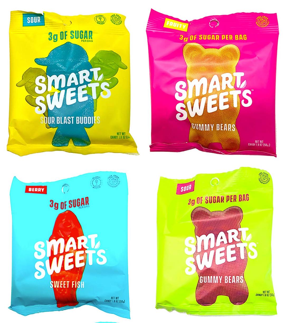 SmartSweets Fruity Gummy Bears, Sour Gummy Bears, Sweet Fish, Sour Buddies, Assortment Pack, Low Carb, Low Sugar, 7.2 oz. Total Keto-Friendly, Stevia Sweetened Fruity