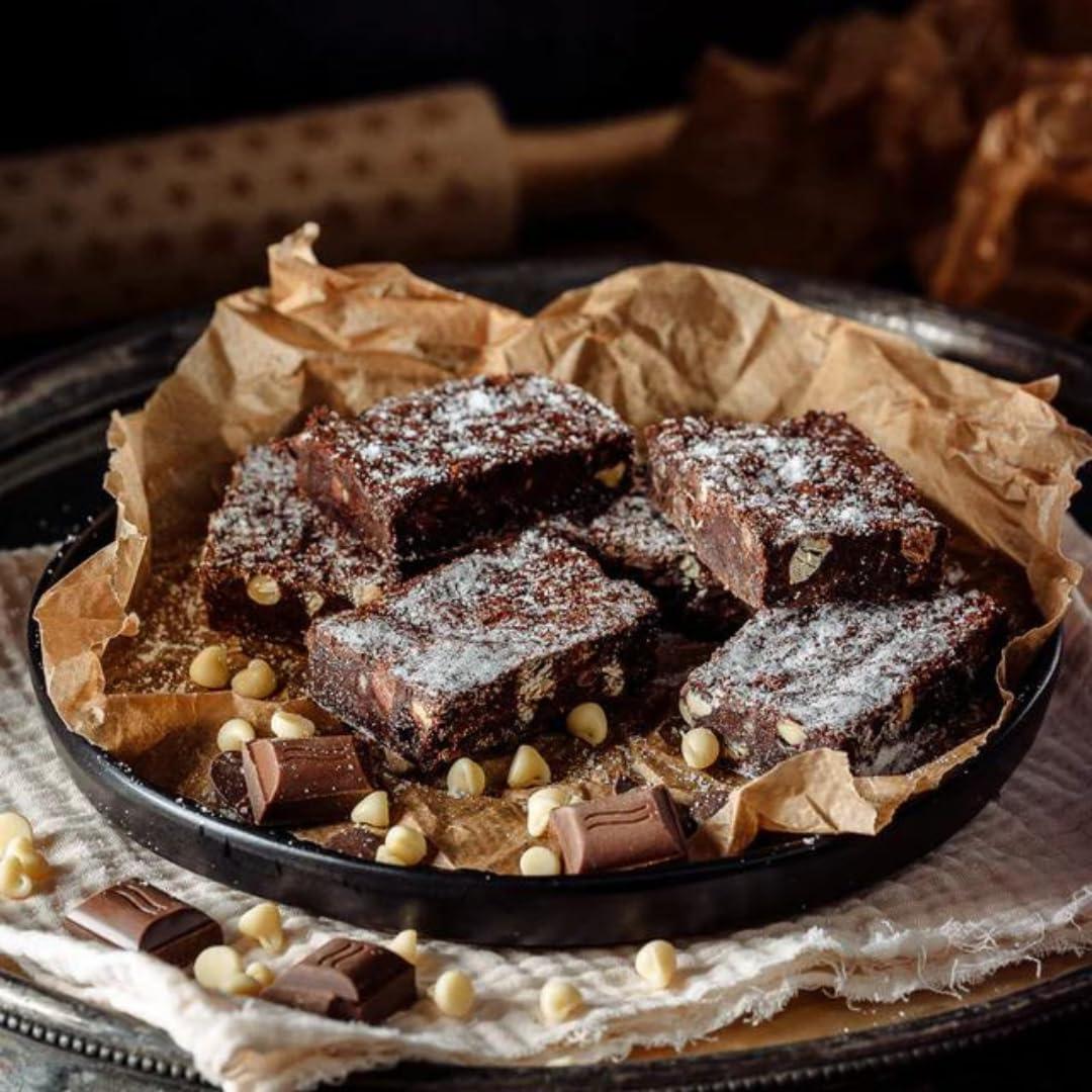 Wilfreds Luxury Chocolate Brownies With Milk and White Chocolate Chips: The Ultimate Brownie Experience - 12 Indulgent Brownies in a Gift Box – A Great Gift for Him or Her