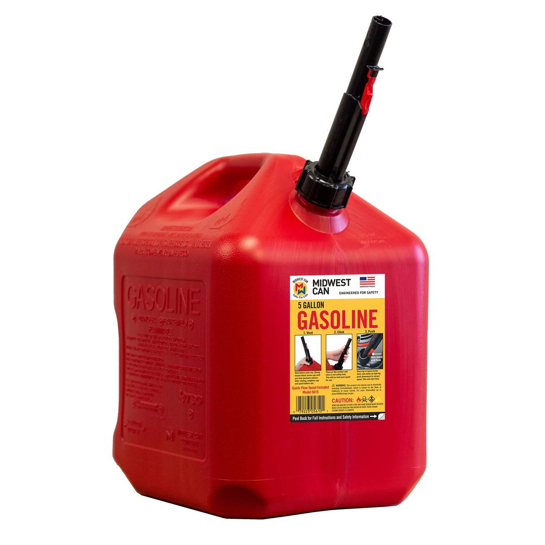 Midwest Can Company 5 Gallon No Spill Gas Can, Red