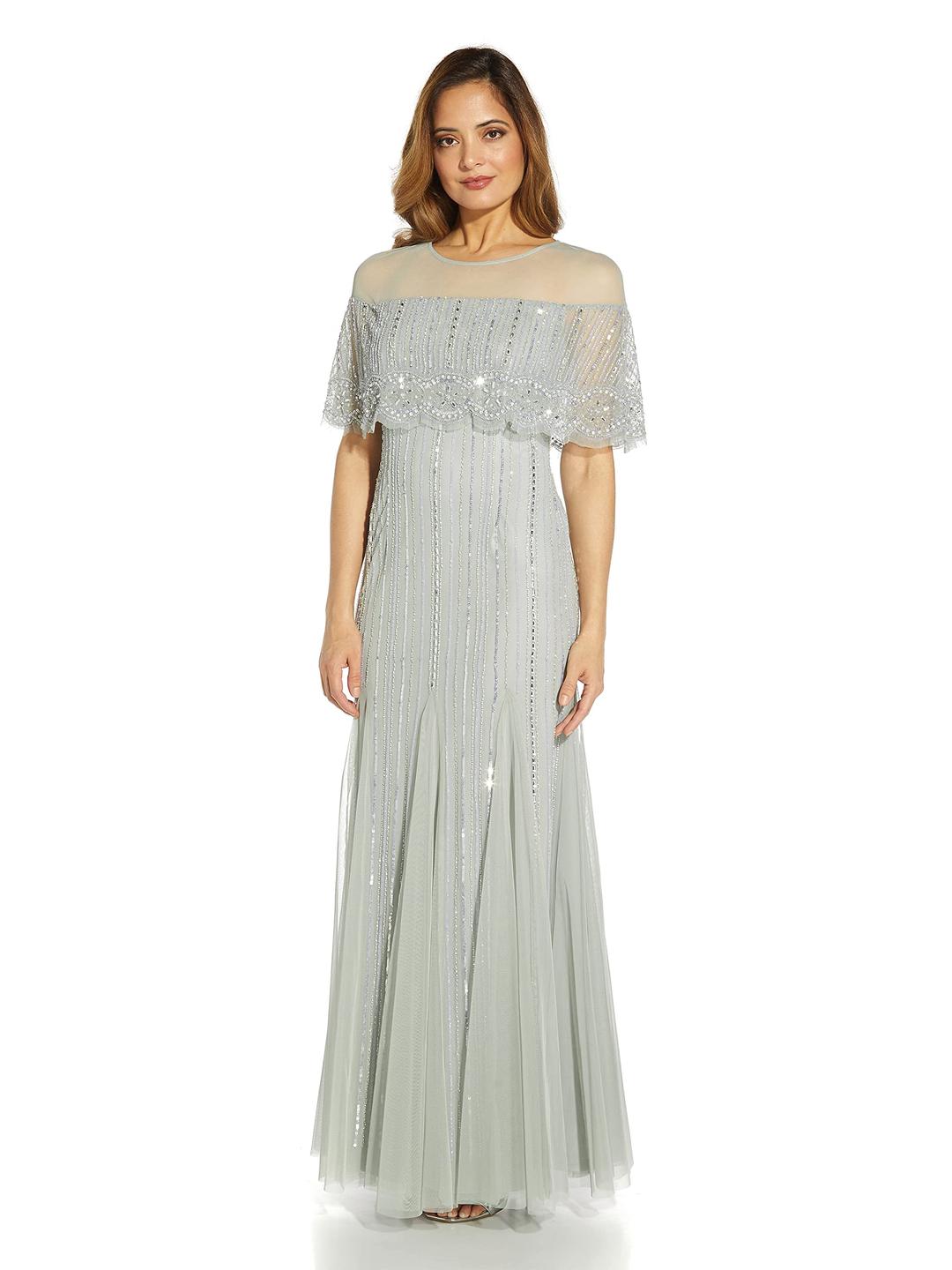 Adrianna Papell Women's Beaded Cape Dress