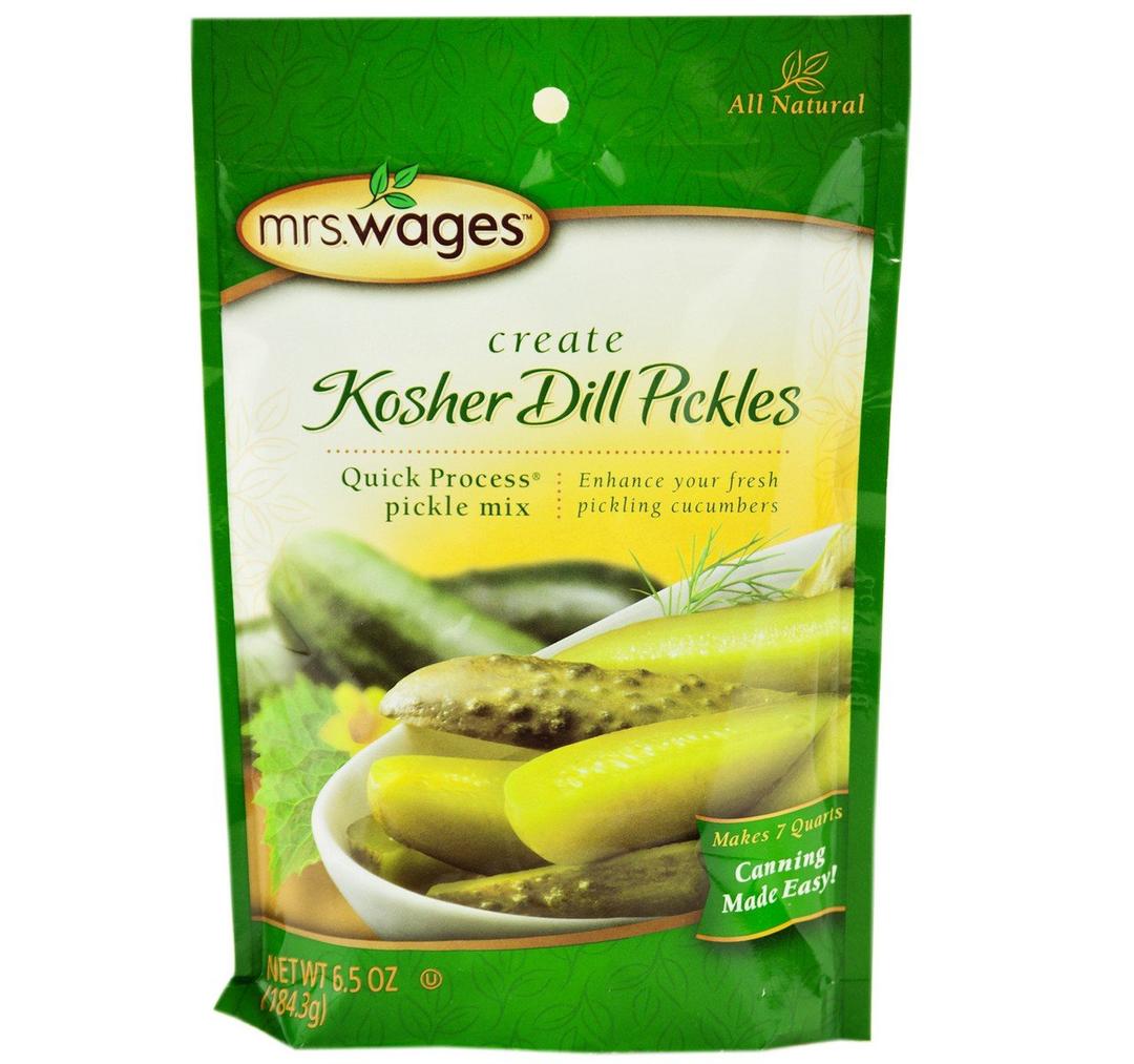 Mrs. WagesKosher Dill Pickle Canning Seasoning Mix, 6.5 Oz. Pouch (Pack of 4)