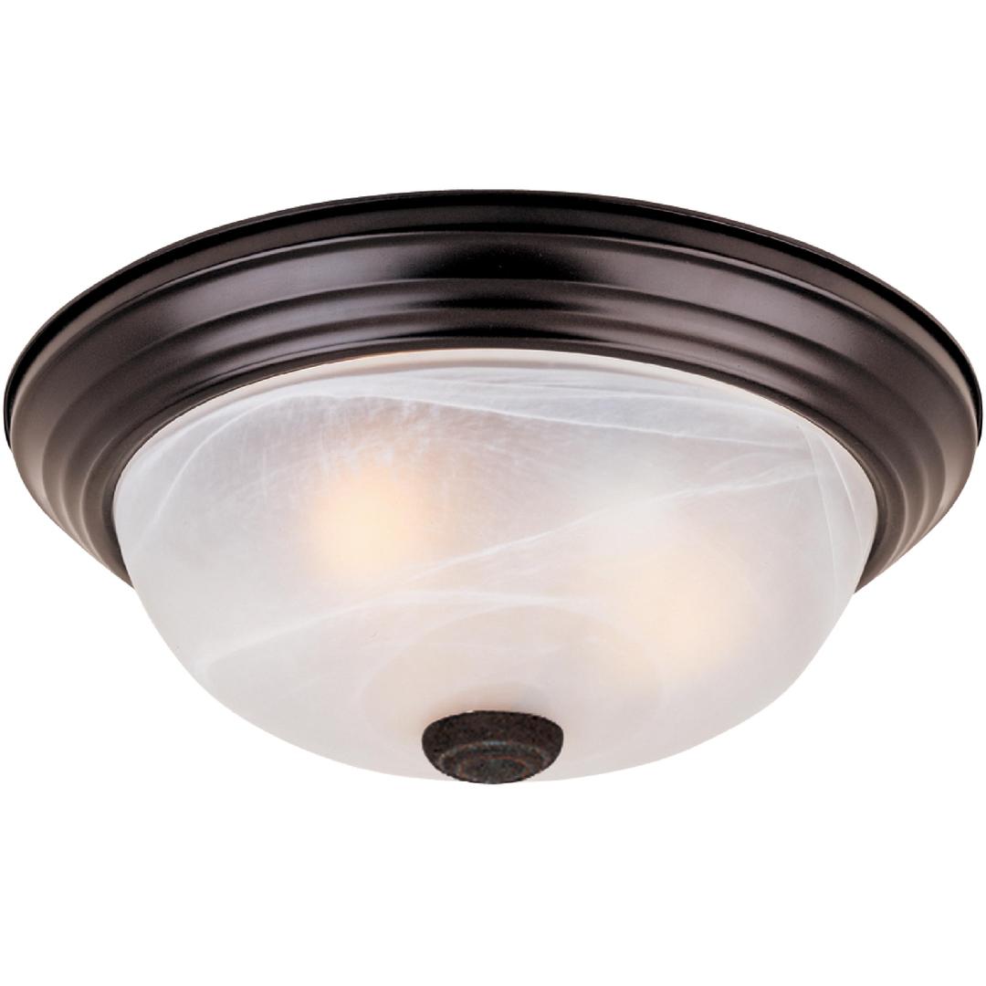 DESIGNERS FOUNTAIN 3-Light Flush Mount Ceiling Light, 15 Inch Lighting Fixture for Kitchen, Bedroom, Bathroom, and Hallway, White Alabaster Glass, Oil Rubbed Bronze, 1257L-ORB-AL