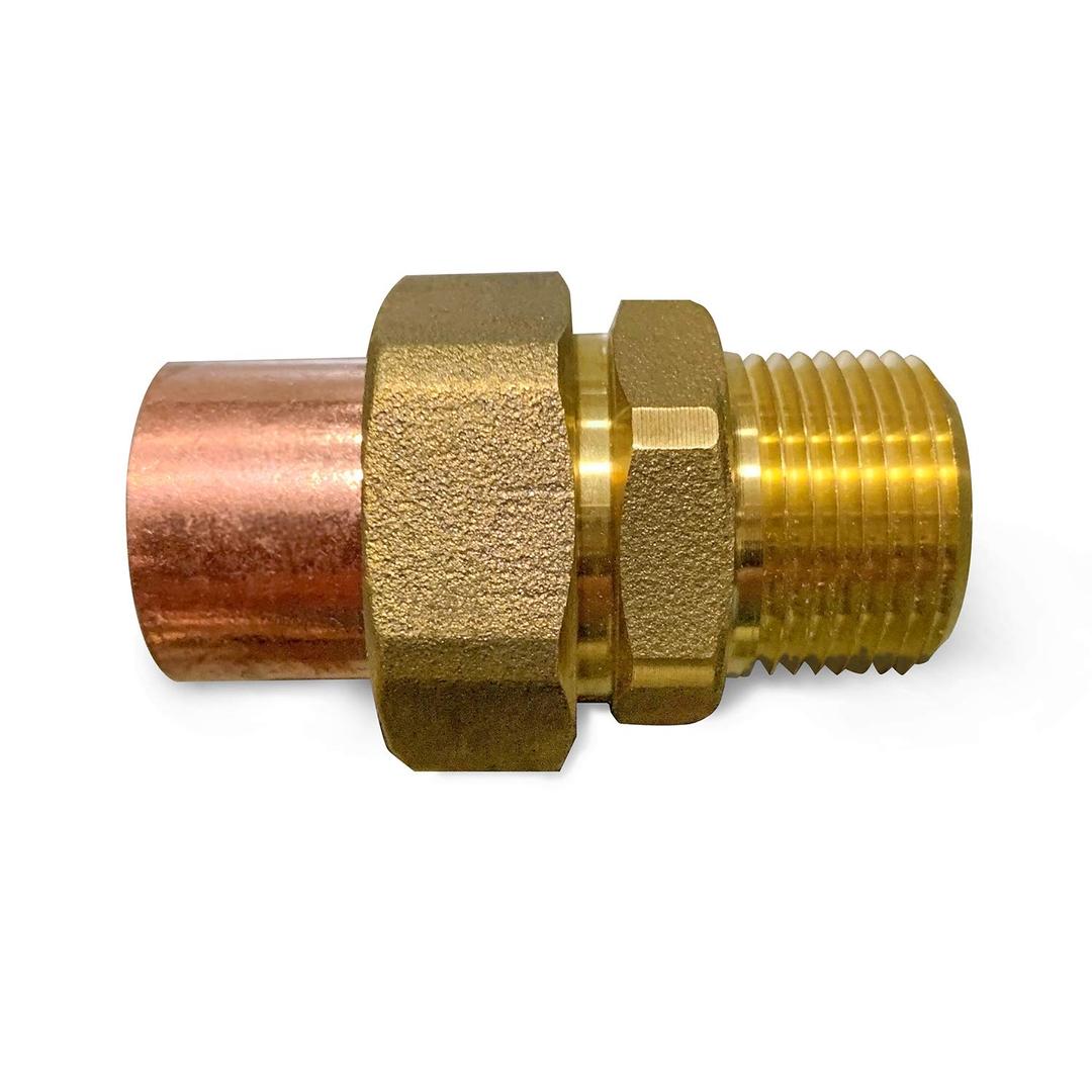 DDNV0012 1/2" Copper Union Fitting with Sweat to Male Threaded Connects