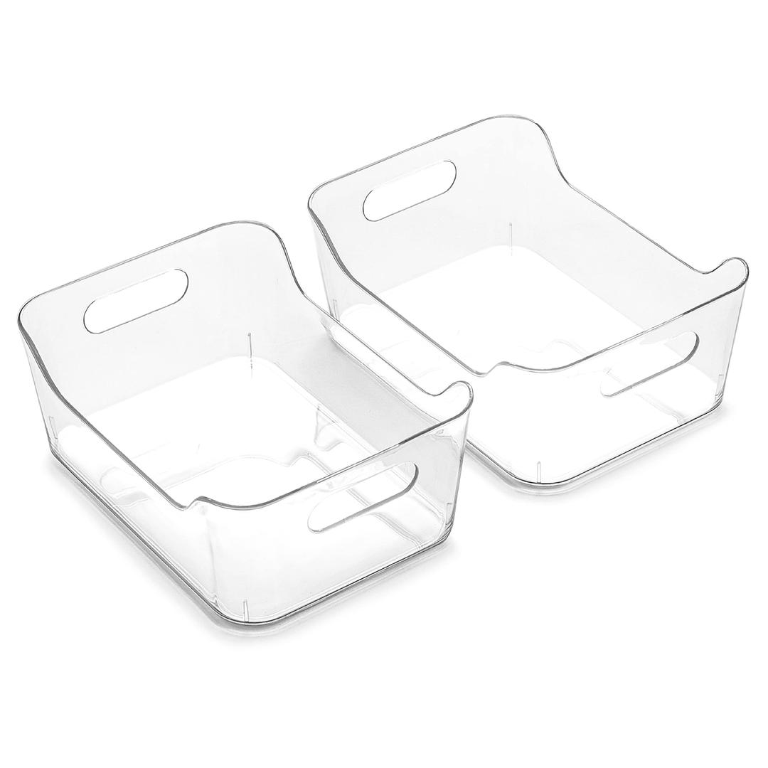 BINO | Plastic Storage Bins, X-Small - 2 Pack, Clear | THE SOHO COLLECTION | Pantry Organizers and Storage Containers Fridge Organizer Bins Kitchen Cabinet Organizer Medicine Cabinet Organizer Bin