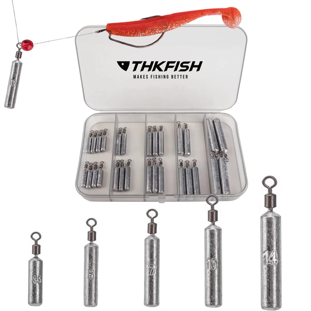 THKFISH Fishing Weights Fishing Sinker Drop Shot Weights Fishing Weights Kit Drop Shot Rig Wacky Hooks Offset Hooks Fishing Tackle 28pcs 103pcs