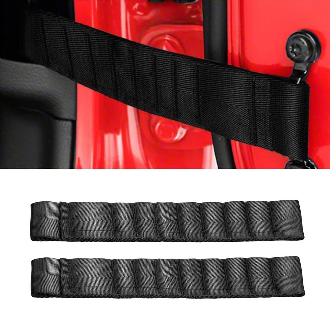 2PCS Car Adjustable Door Check Straps, Auto Heavy Duty Strong Limiting Check Strap Nylon Strap, Car Door Limiting Strap Replacement Compatible with TJ JK JL, Load 1000 Lbs