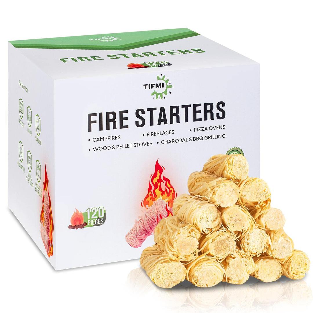 Fire Starter - 120 Pcs Charcoal Fire Starters for Campfires, Chimney, Grill Pit, BBQ & Smoker - Water Resistant and Odorless Safe for Outdoor Use