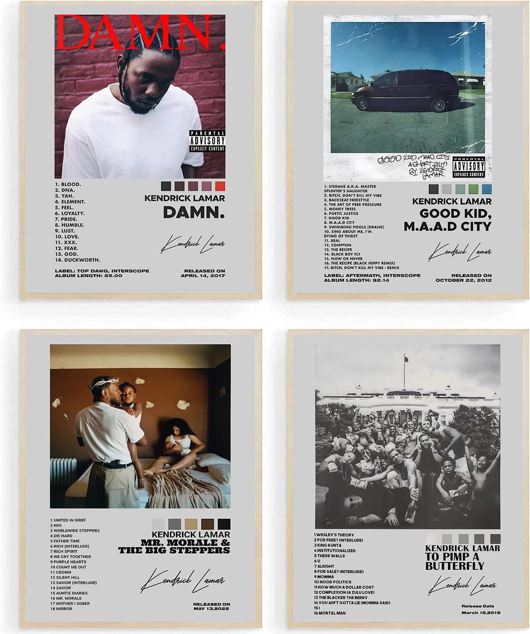 GLRSSN kendrick Lamar Album Cover Posters Set 8x10 inch Music Posters 6 Album Cover HD Print Room Aesthetic Pictures for Living Room Bedroom Music Classroom Wall Decor Art