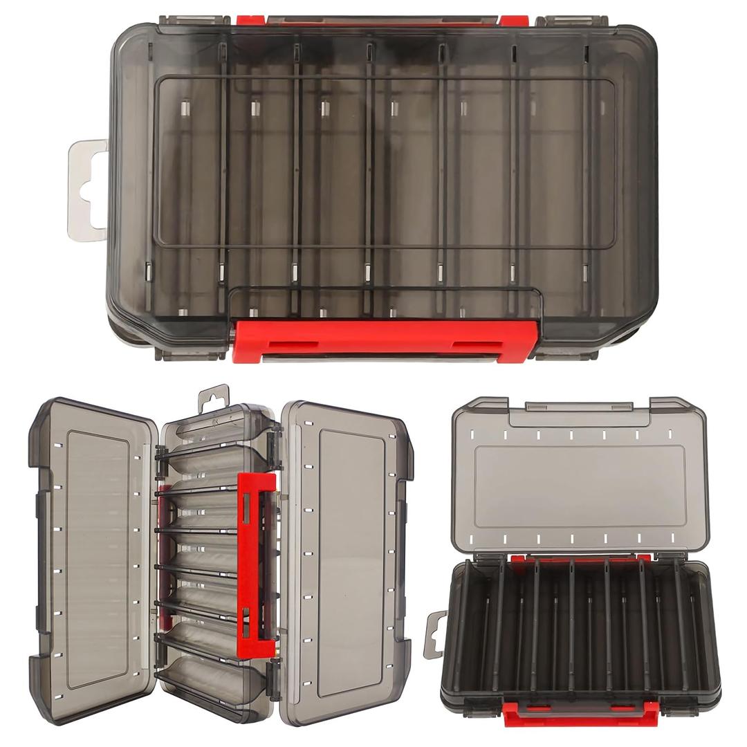 Jemey Fishing Tackle Box, Fishing Bait Storage Box, Double Waterproof Tackle Box Fishing Gear Organizer Case for Vest Casting Fly Fishing