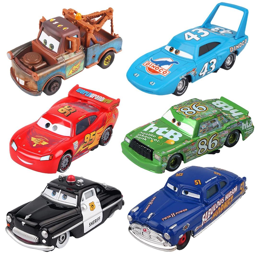 6 PCS Toys Car 2 3 Mater Chick Hicks The King Doc Hudson Sheriff Diecast Car Toy Set for Boy Kids Gifts