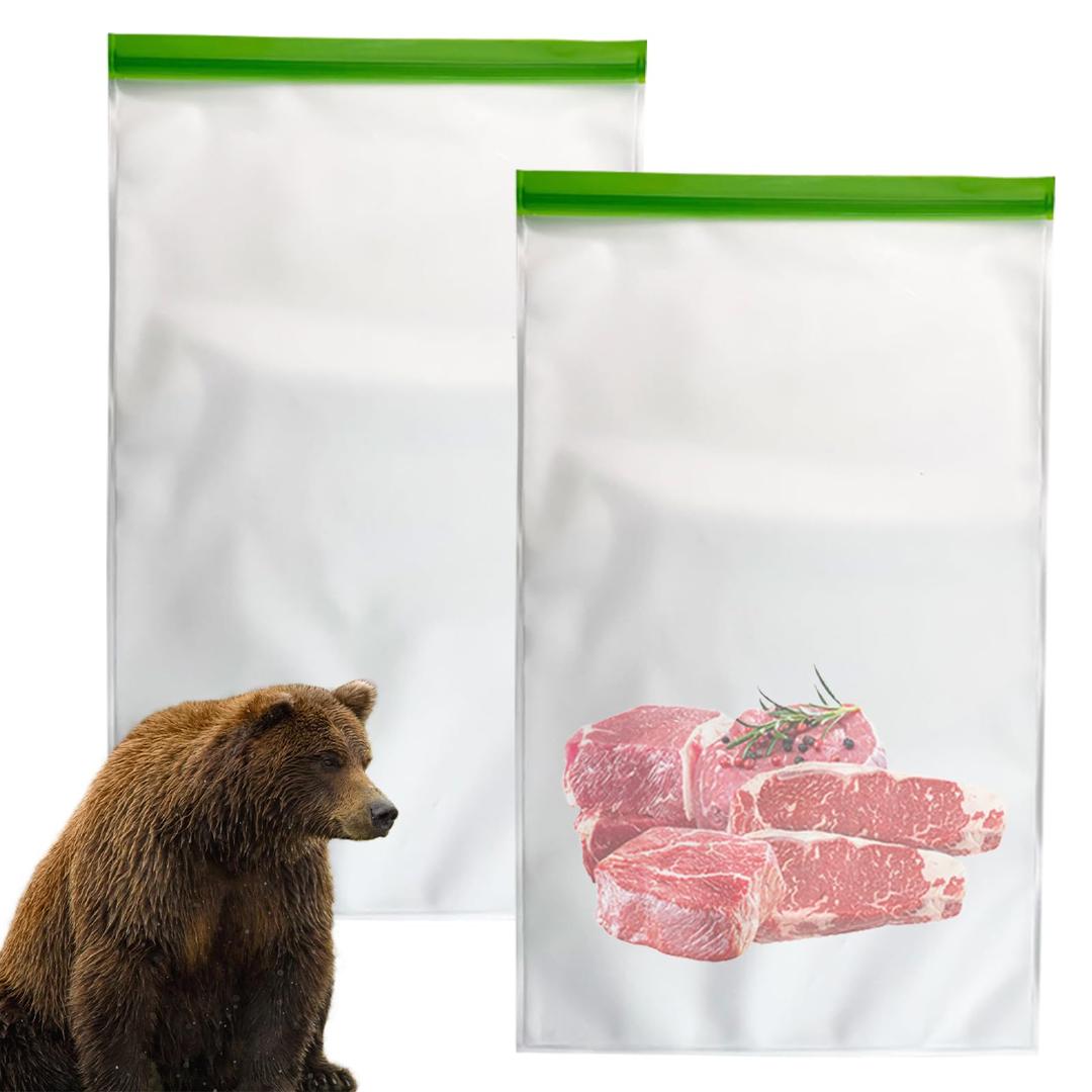 Bear Bags for Food Backpacking- Odor Proof Storage Bags 7.87 Mil Reusable No-Odor Ziplock Barrier Bags Fit Home Organization Camping, Food Storage (2pack)