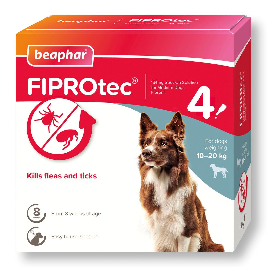 Beaphar Fiprotec Spot-On For Medium Dog, 4 Pipette