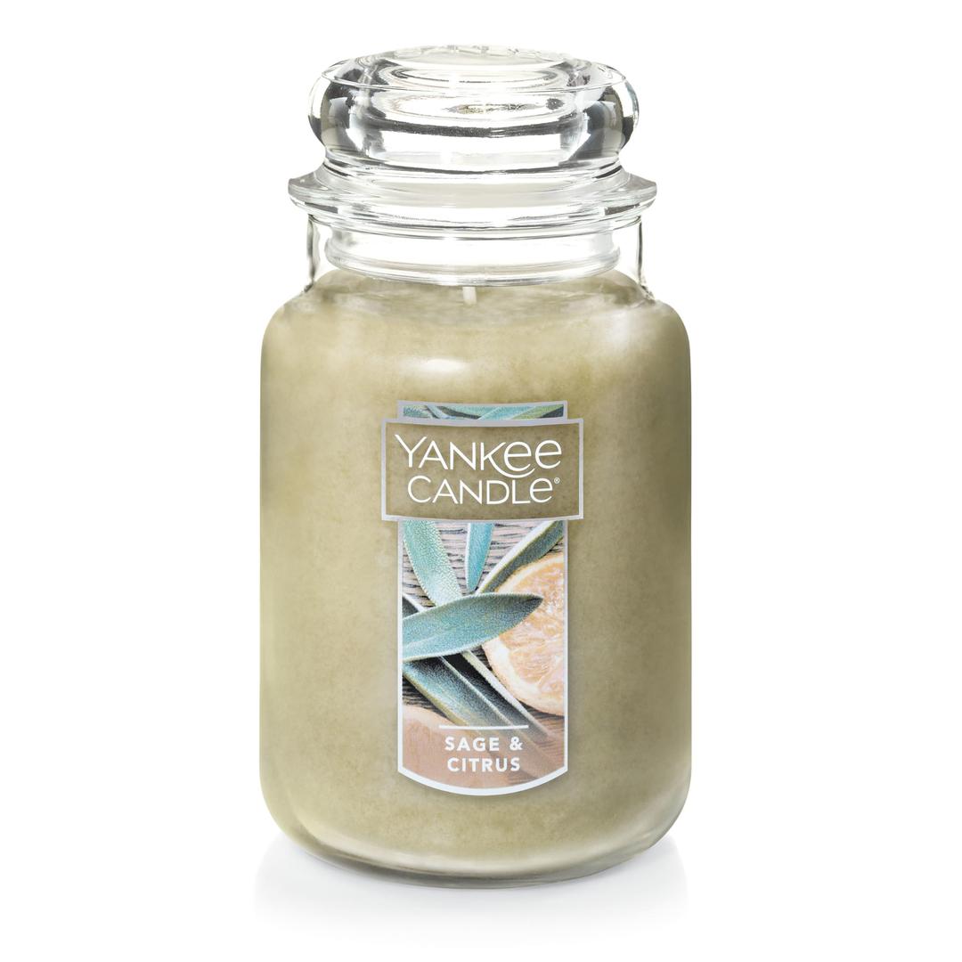 Yankee CandleSage & Citrus Scented, Classic 22oz Large Jar Single Wick Candle, Over 110 Hours of Burn Time, Ideal for Home Decor and Gifts