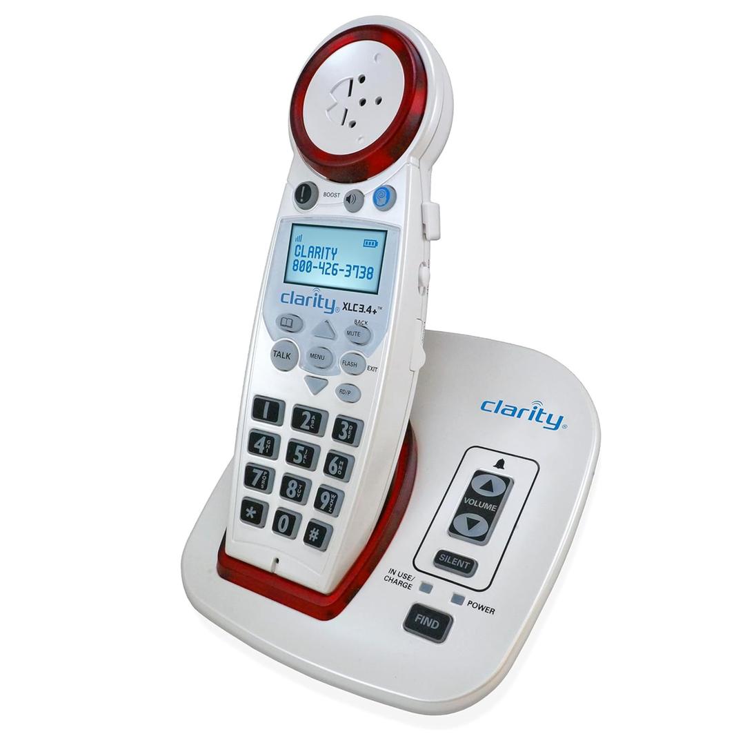 Clarity XLC3.4+ DECT 6.0 Extra Loud Ringer with Big Button, Speakerphone with Talking Caller ID, and Dual Power Battery